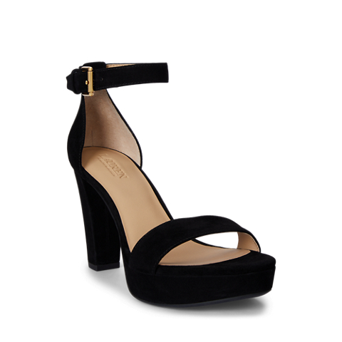 Женские сандалии Ralph Lauren Sylvia Suede Platform Sandal, цвет: Чёрный