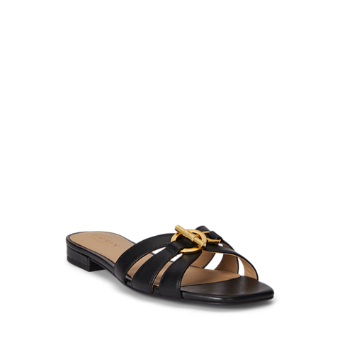 Женские сандалии Ralph Lauren Blaike Nappa Leather Slide Sandal, цвет: Чёрный