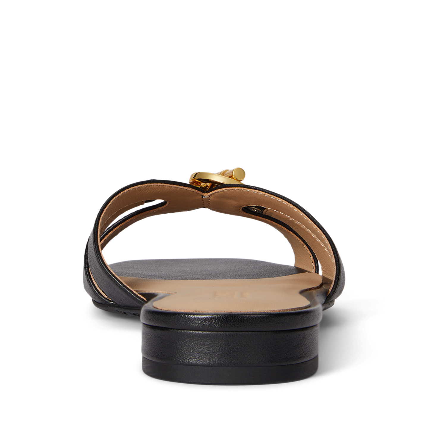 Женские сандалии Ralph Lauren Blaike Nappa Leather Slide Sandal, цвет: Чёрный — фото 2