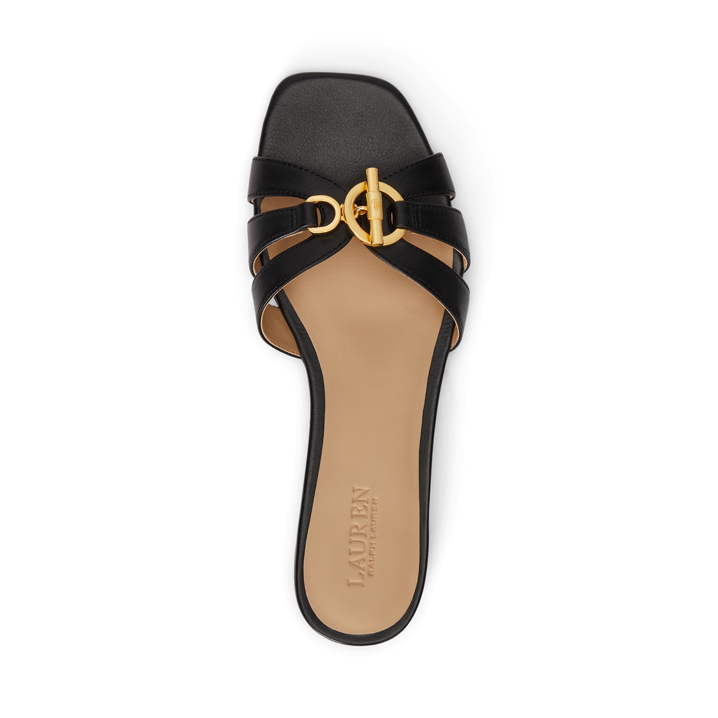 Женские сандалии Ralph Lauren Blaike Nappa Leather Slide Sandal, цвет: Чёрный — фото 3