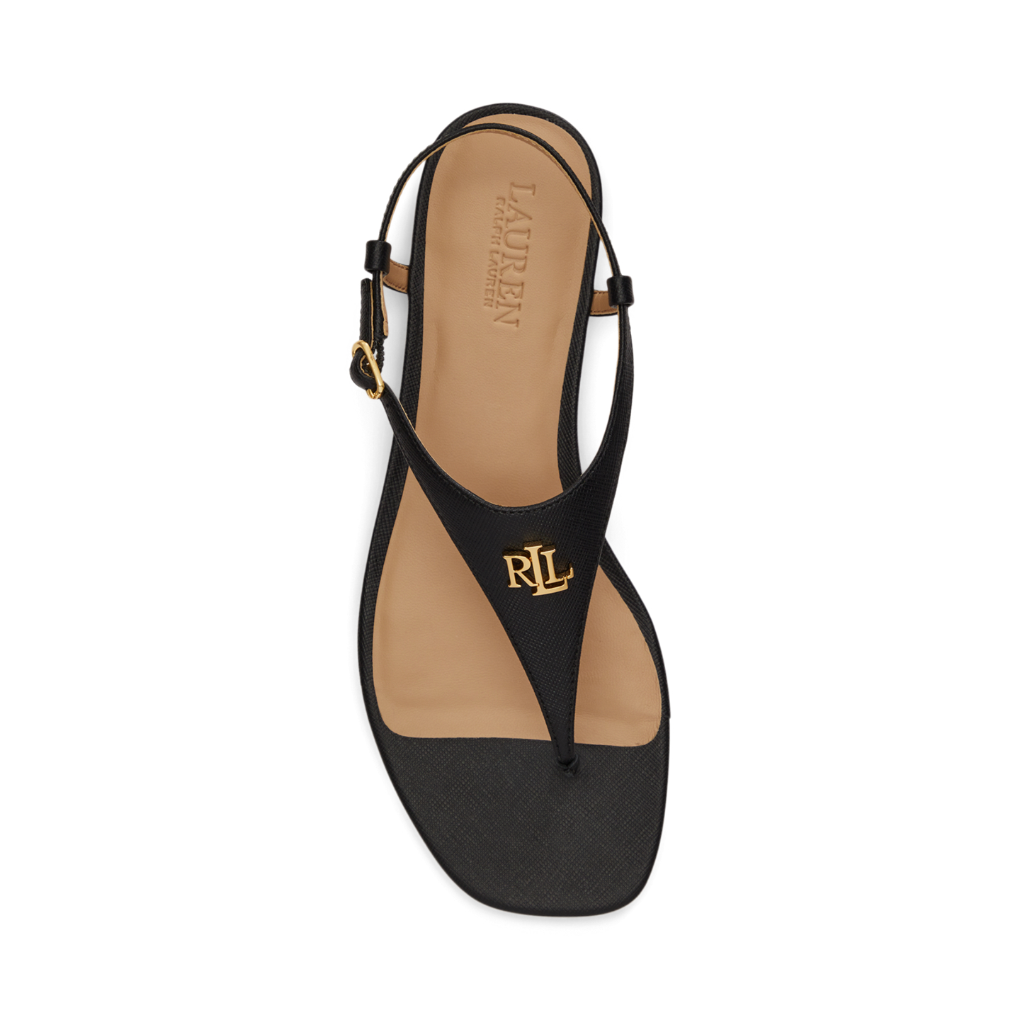 Женские сандалии Ralph Lauren Everley II Crosshatch Leather Sandal, цвет: Чёрный — фото 3