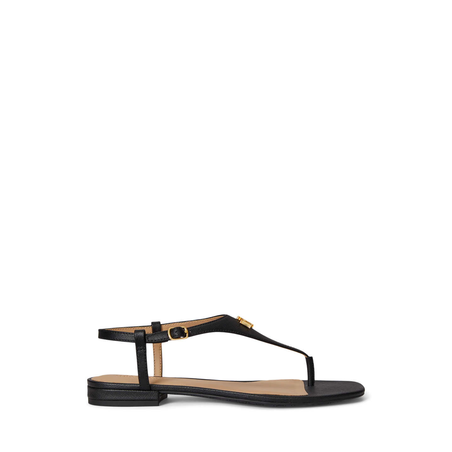 Женские сандалии Ralph Lauren Everley II Crosshatch Leather Sandal, цвет: Чёрный — фото 4
