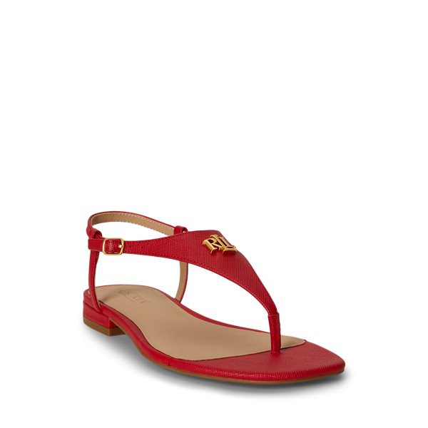 Festive Red Everley II Crosshatch Leather Sandal Lauren 2
