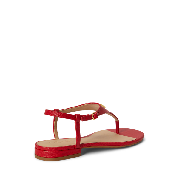 Festive Red Everley II Crosshatch Leather Sandal Lauren 3