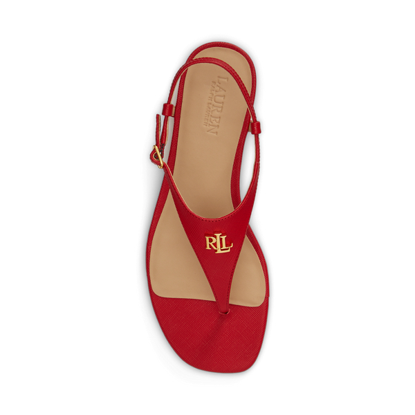 Festive Red Everley II Crosshatch Leather Sandal Lauren 4