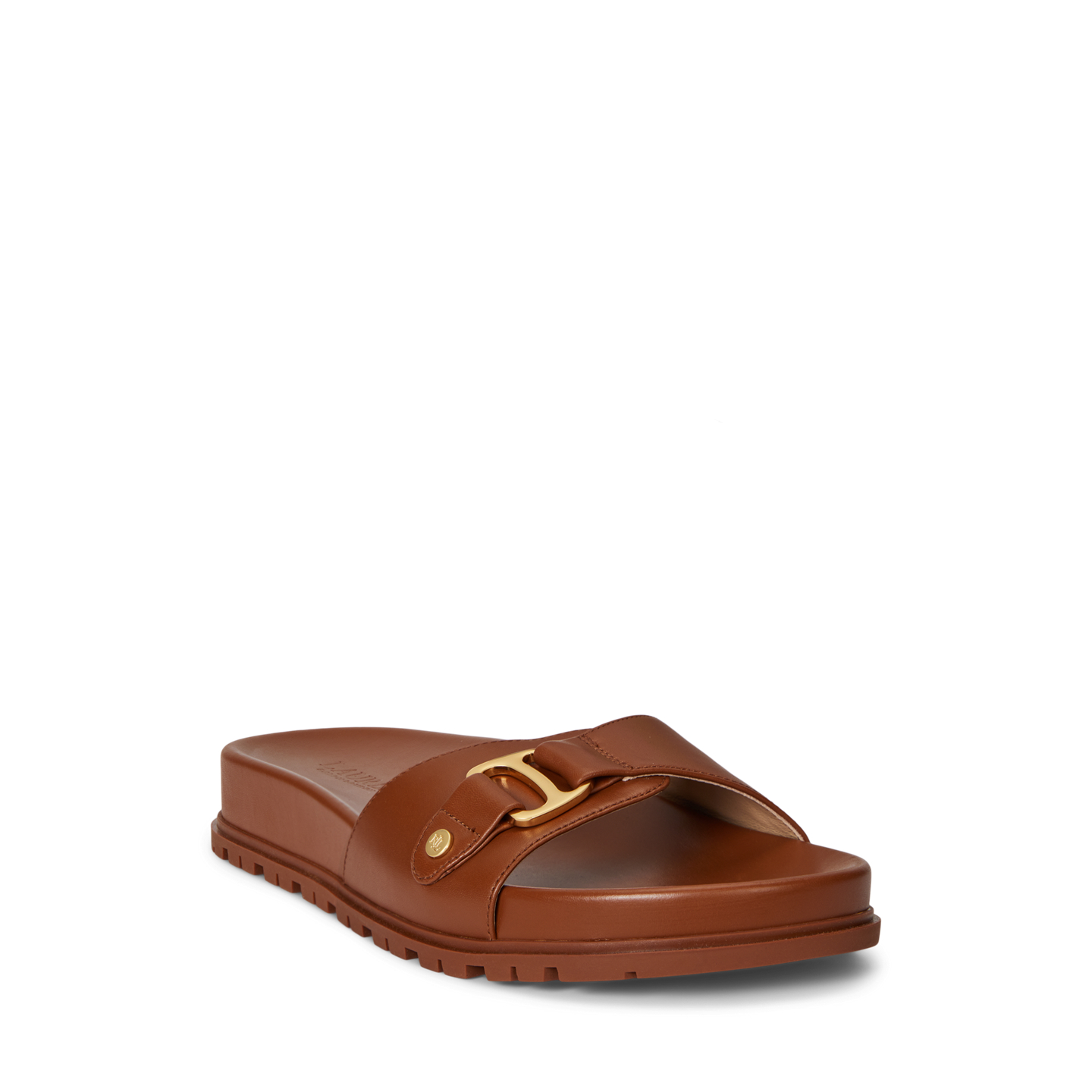 Женские сандалии Ralph Lauren Tasha Leather Slide, цвет: Рыжевато-коричневый — фото 1