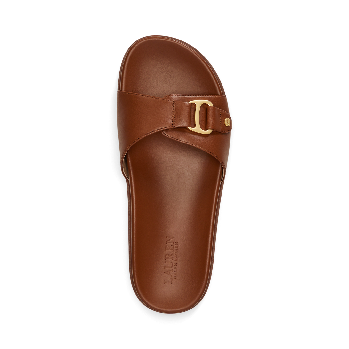 Женские сандалии Ralph Lauren Tasha Leather Slide, цвет: Рыжевато-коричневый — фото 2