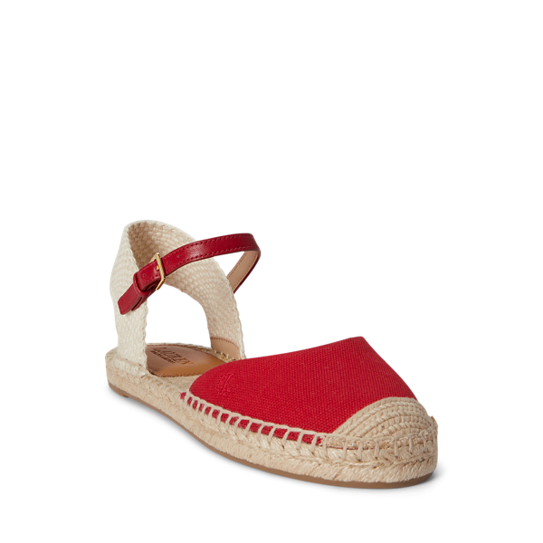 Festive Red/Natural Tan Robby Canvas Espadrille Flat Lauren 2