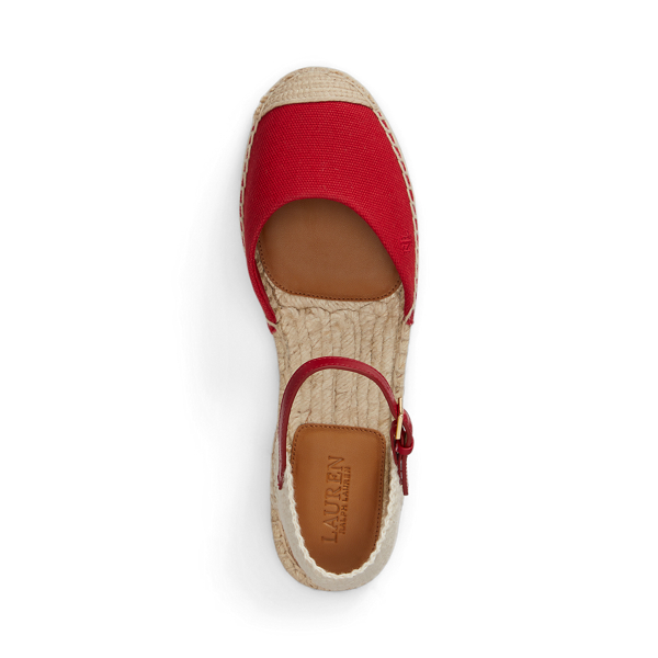 Festive Red/Natural Tan Robby Canvas Espadrille Flat Lauren 4