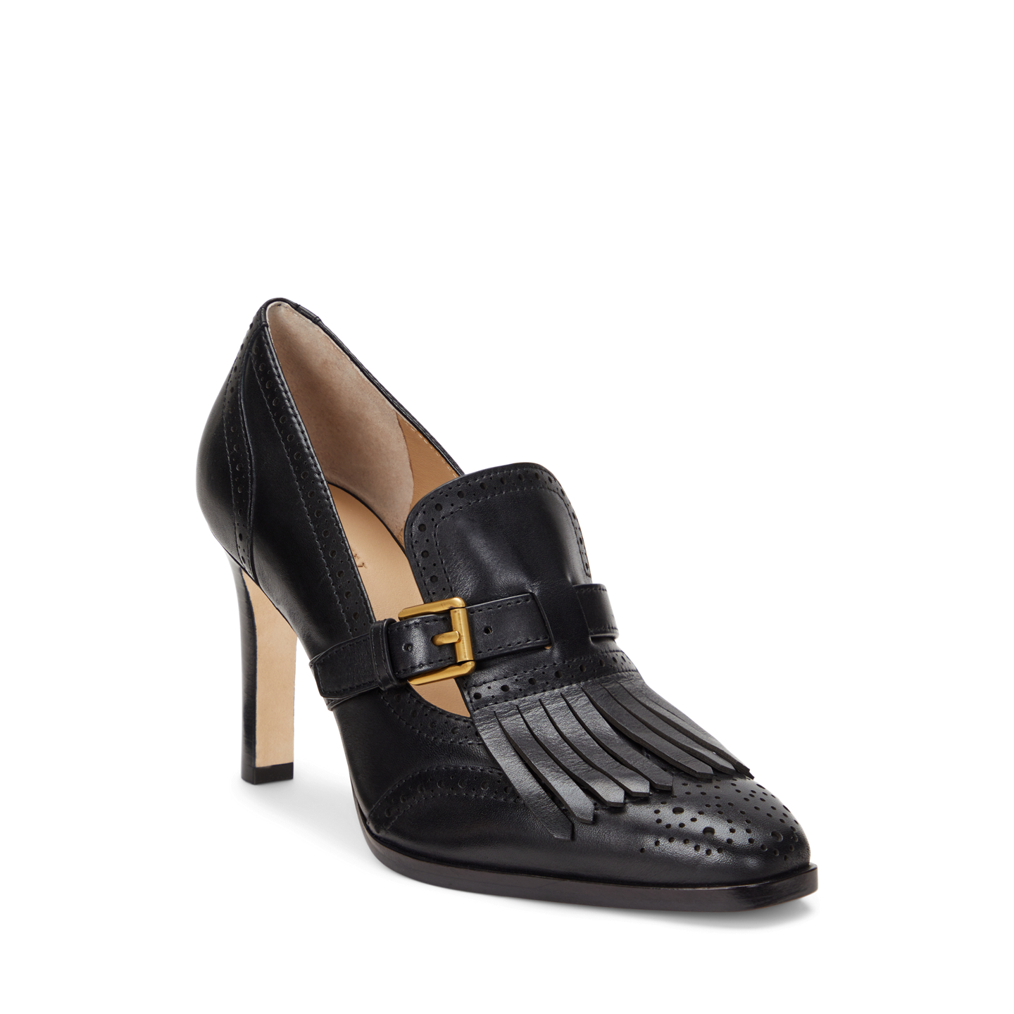 Женские туфли Ralph Lauren Colleen Perforated Calfskin Kiltie, цвет: Чёрный — фото 1
