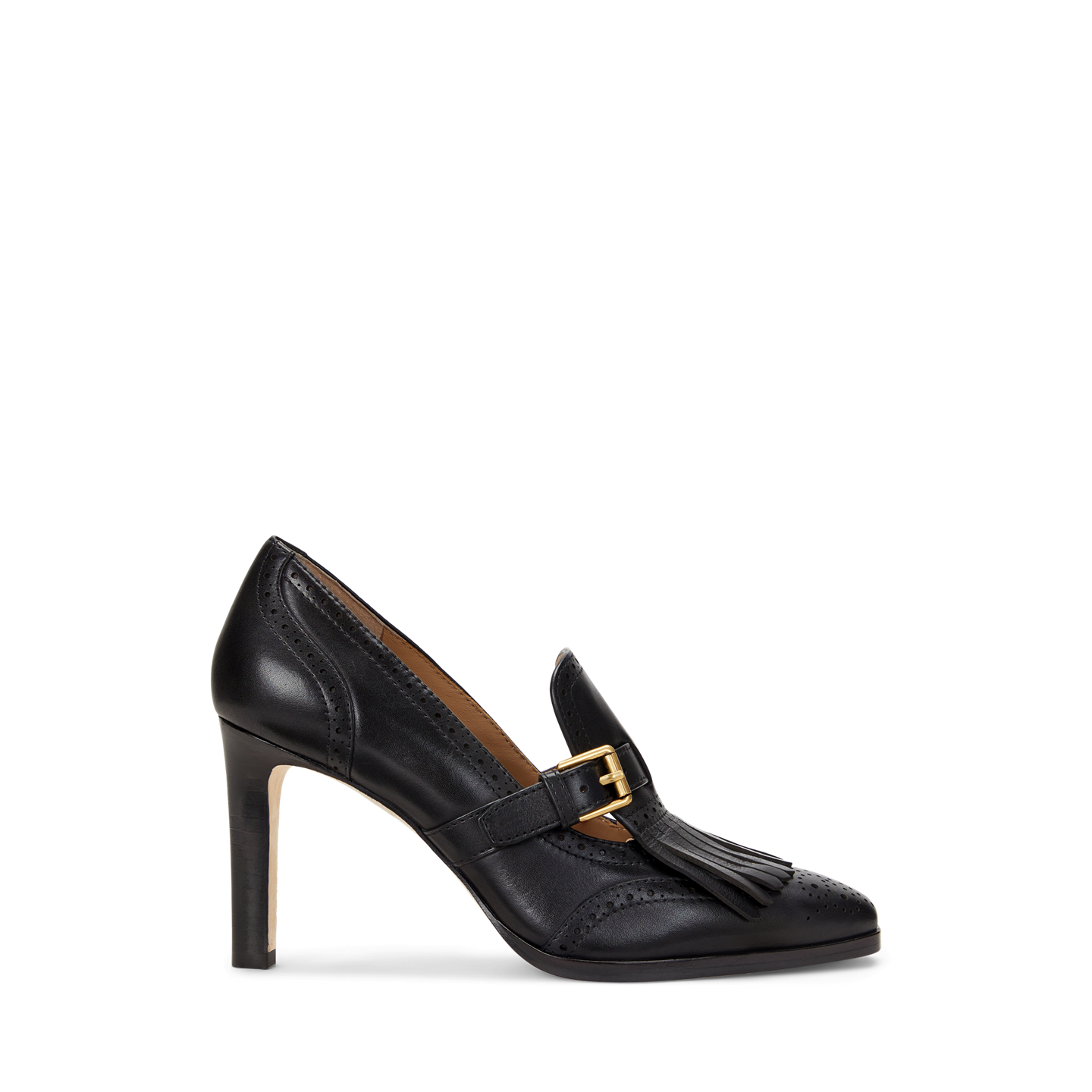 Женские туфли Ralph Lauren Colleen Perforated Calfskin Kiltie, цвет: Чёрный — фото 4