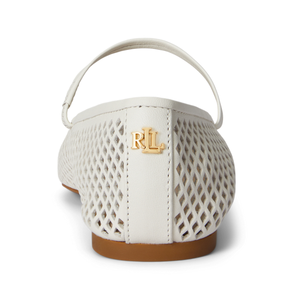 Soft White Jayna Perforated Leather Mary Jane Flat Lauren 3