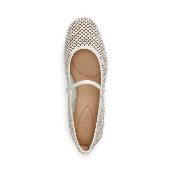 Soft White Jayna Perforated Leather Mary Jane Flat Lauren 4