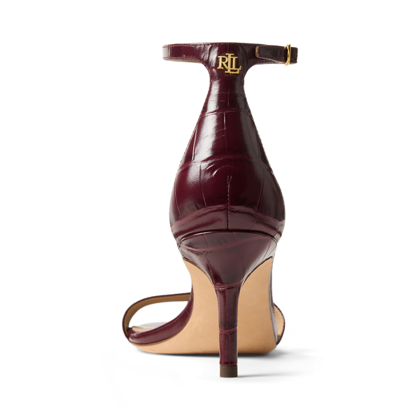 Allie Mid-Heel Crocodile-Embossed Sandal