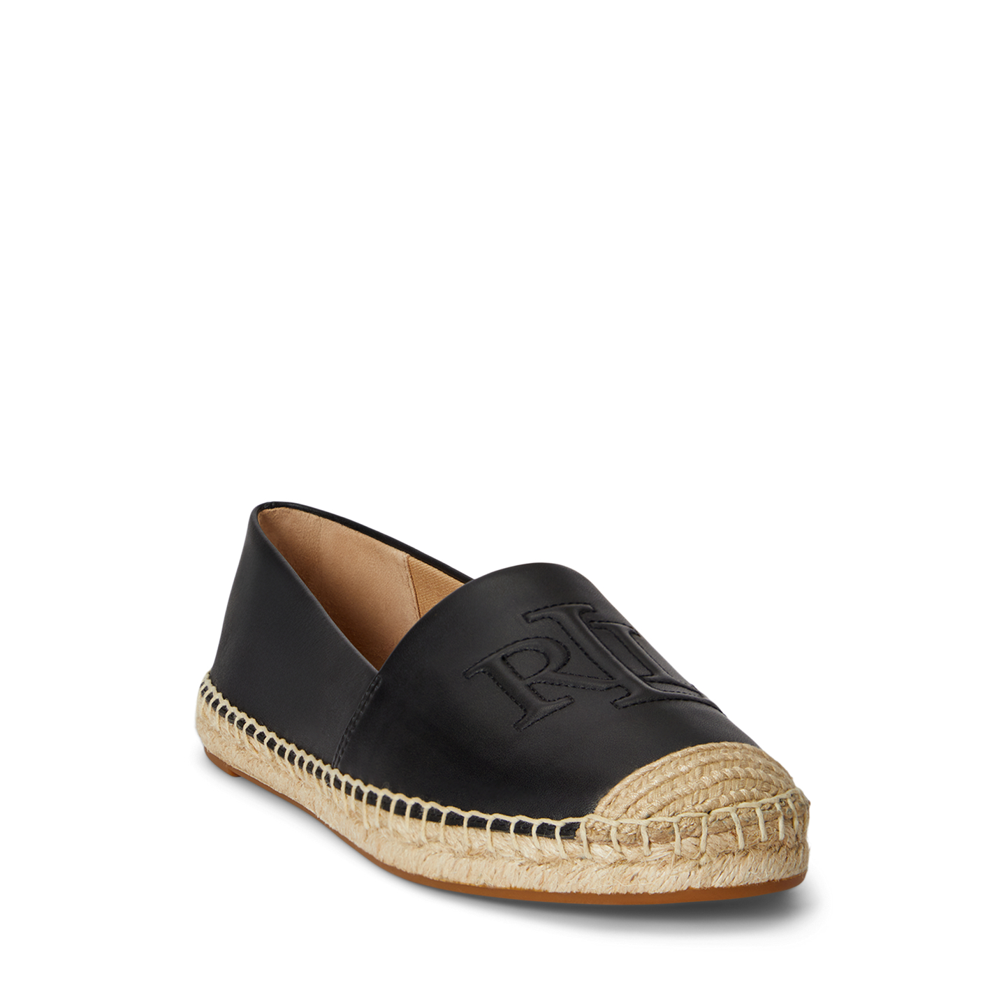 Женские сандалии Ralph Lauren Cameryn II Nappa Leather Espadrille, цвет: Чёрный — фото 1