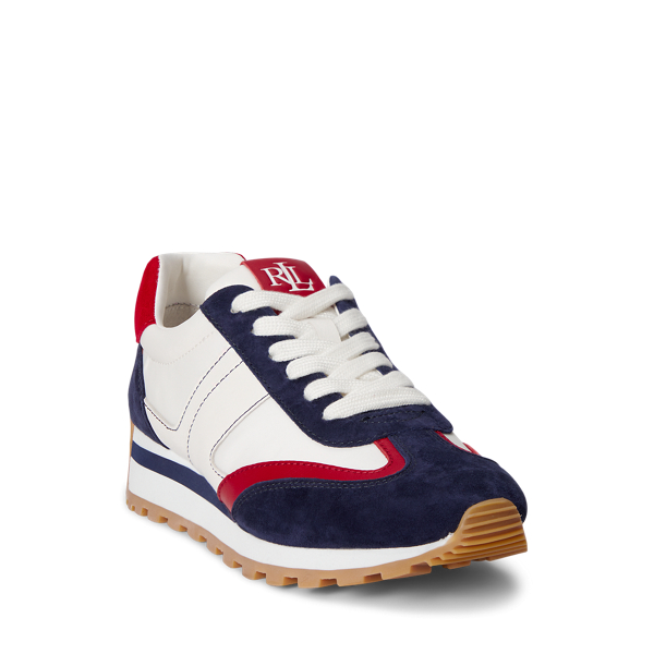 White/Navy/Festive Red Dani Color-Blocked Leather Sneaker Lauren 2