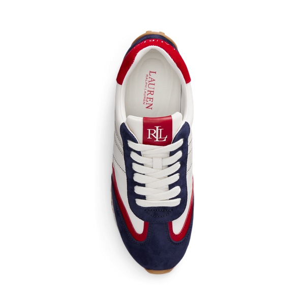 White/Navy/Festive Red Dani Color-Blocked Leather Sneaker Lauren 4