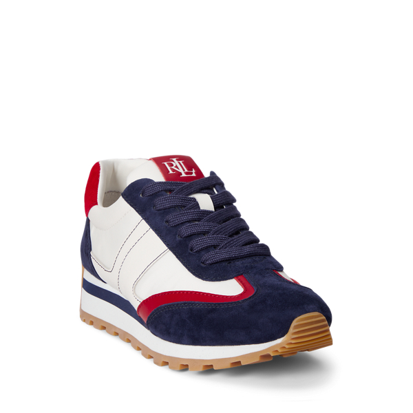 White/Navy/Festive Red Dani Color-Blocked Leather Sneaker Lauren 5