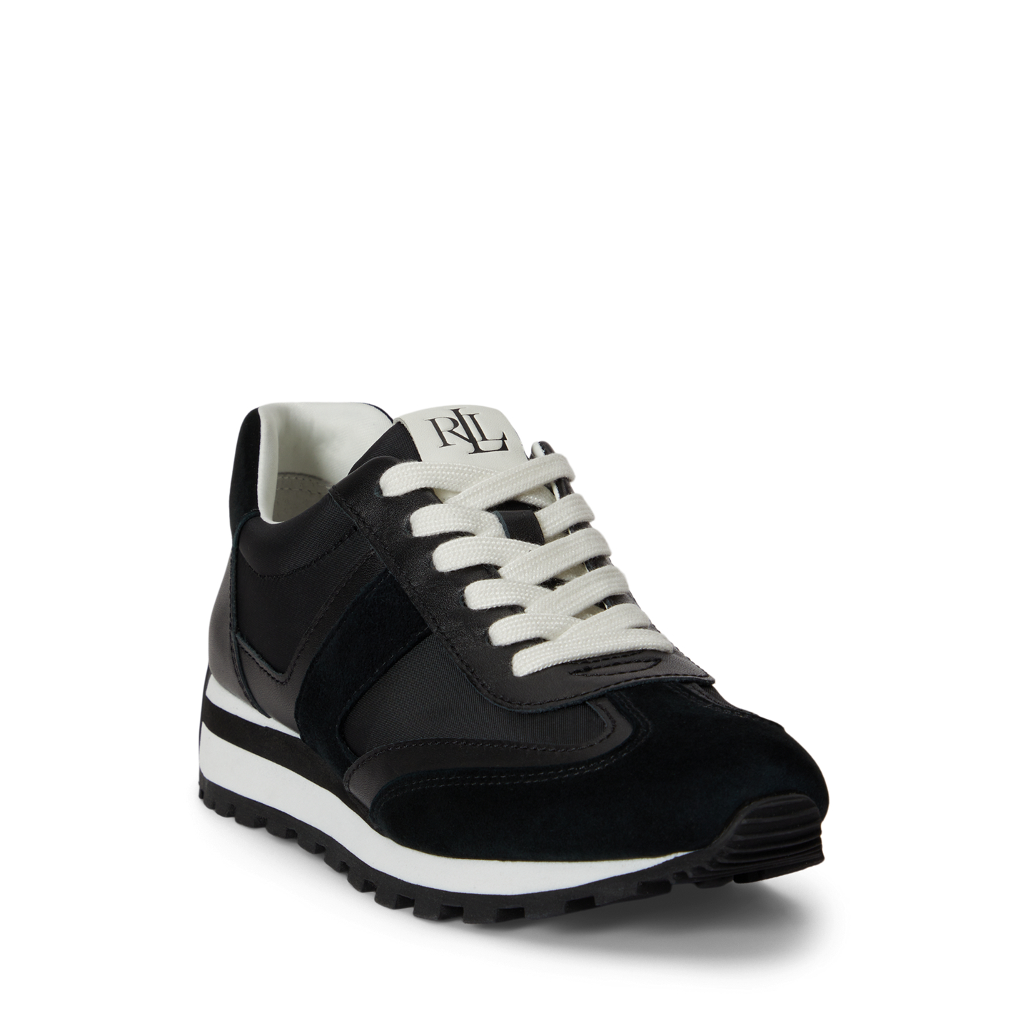 Женские кроссовки Ralph Lauren Dani Color-Blocked Leather, цвет: Чёрный — фото 1