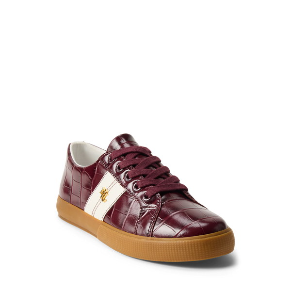 Janson II sneaker met krokodilreli&euml;f Lauren in Dark garnet/Snow white 2