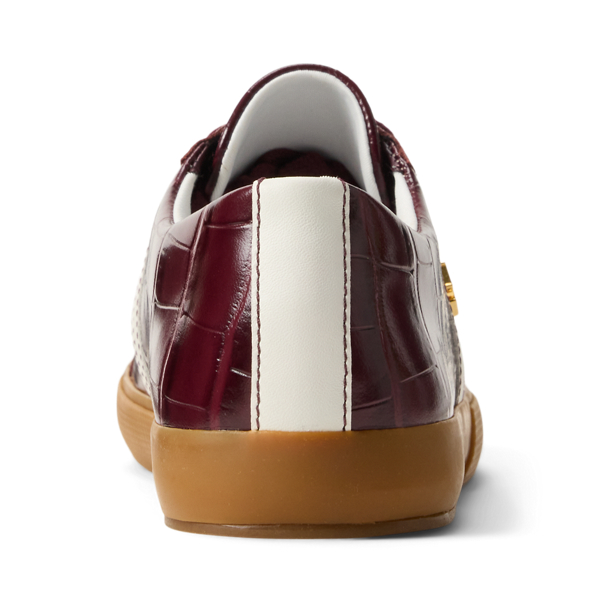 Janson II sneaker met krokodilreli&euml;f Lauren in Dark garnet/Snow white 3