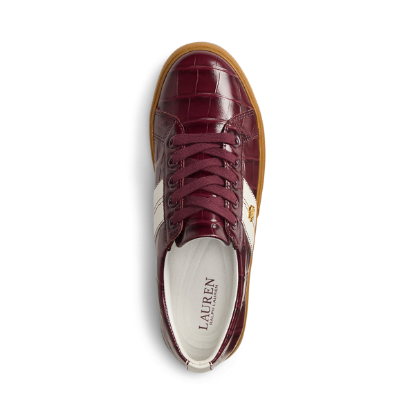 Janson II sneaker met krokodilreli&euml;f Lauren in Dark garnet/Snow white 4