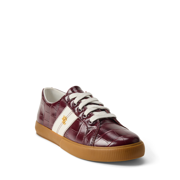 Janson II sneaker met krokodilreli&euml;f Lauren in Dark garnet/Snow white 5