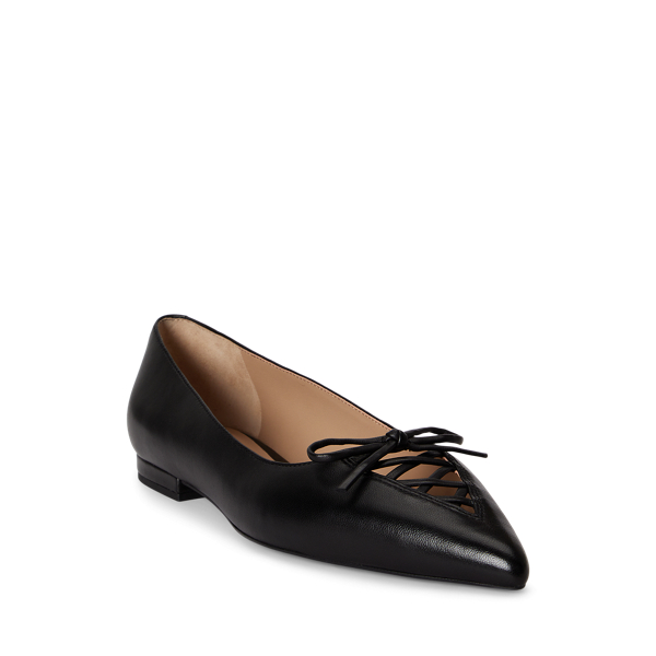 Black Londyn Lace-Up Nappa Leather Ballet Flat Lauren 2