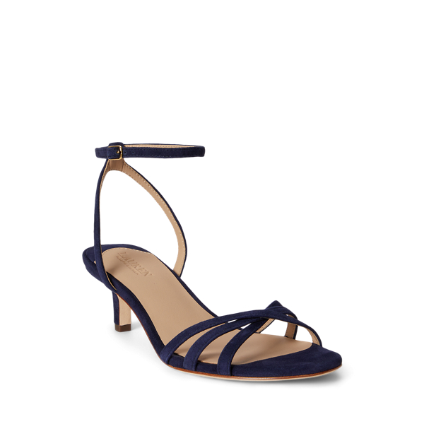 Zamszowe sandały Kendyl Kitten-Heel Lauren w Refined Navy 2