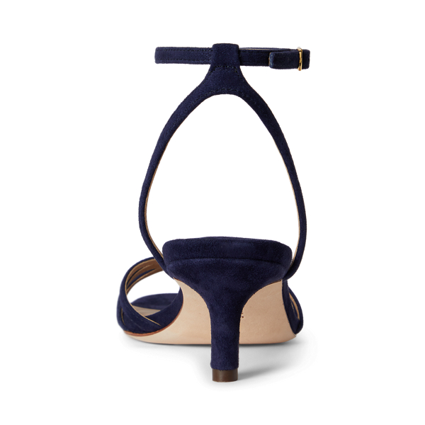 Zamszowe sandały Kendyl Kitten-Heel Lauren w Refined Navy 3