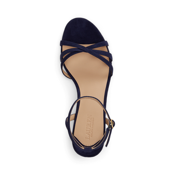Zamszowe sandały Kendyl Kitten-Heel Lauren w Refined Navy 4