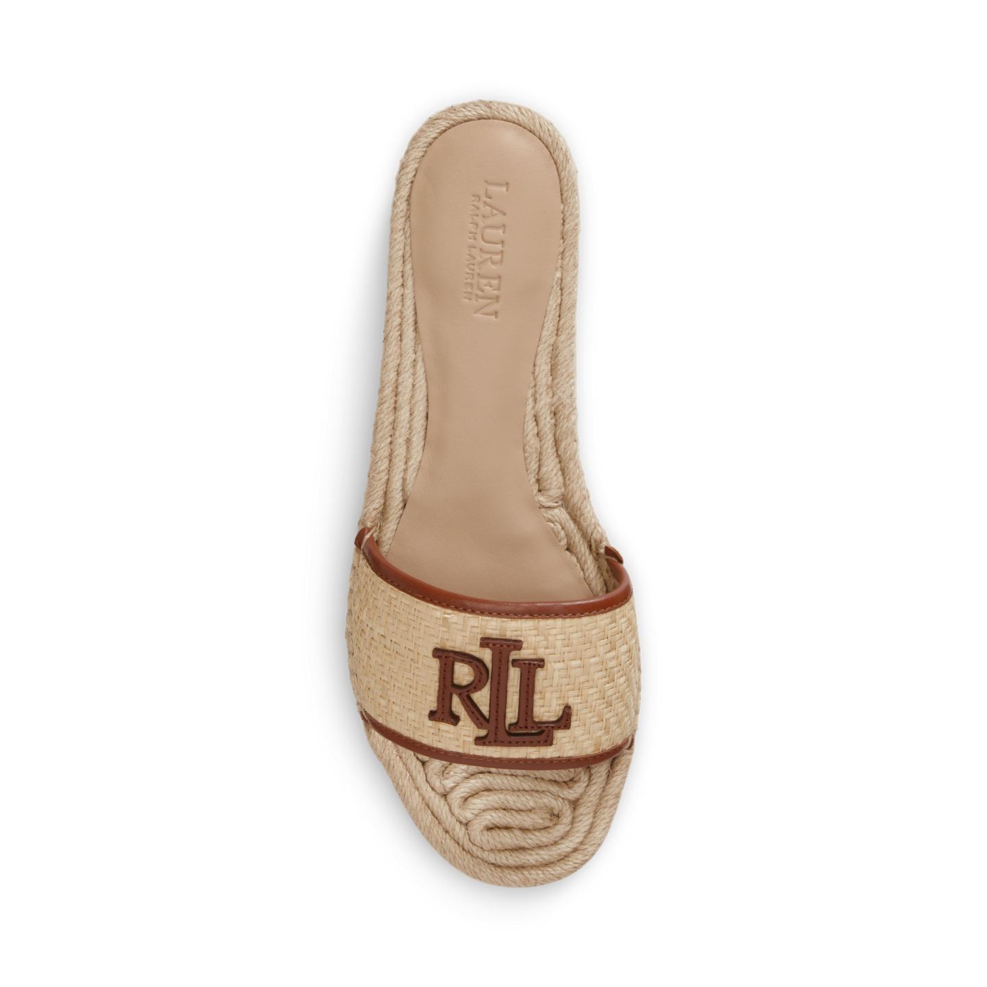Женские сандалии Ralph Lauren Polly Leather-Trim Raffia Espadrille, цвет: Натуральный / Рыжевато-коричневый — фото 3