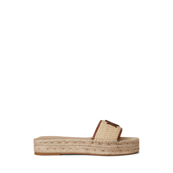 Espadrilles Polly en raphia bordé cuir