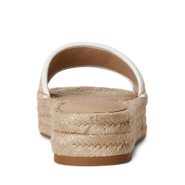 Natural/Snow White Polly Leather-Trim Raffia Espadrille Lauren 3