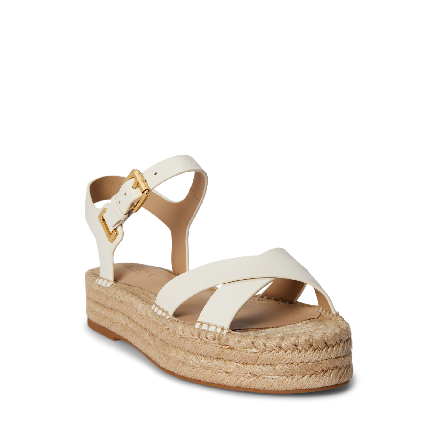 Женские сандалии Ralph Lauren Emeryn Leather Espadrille, цвет: Мягкий белый — фото 1