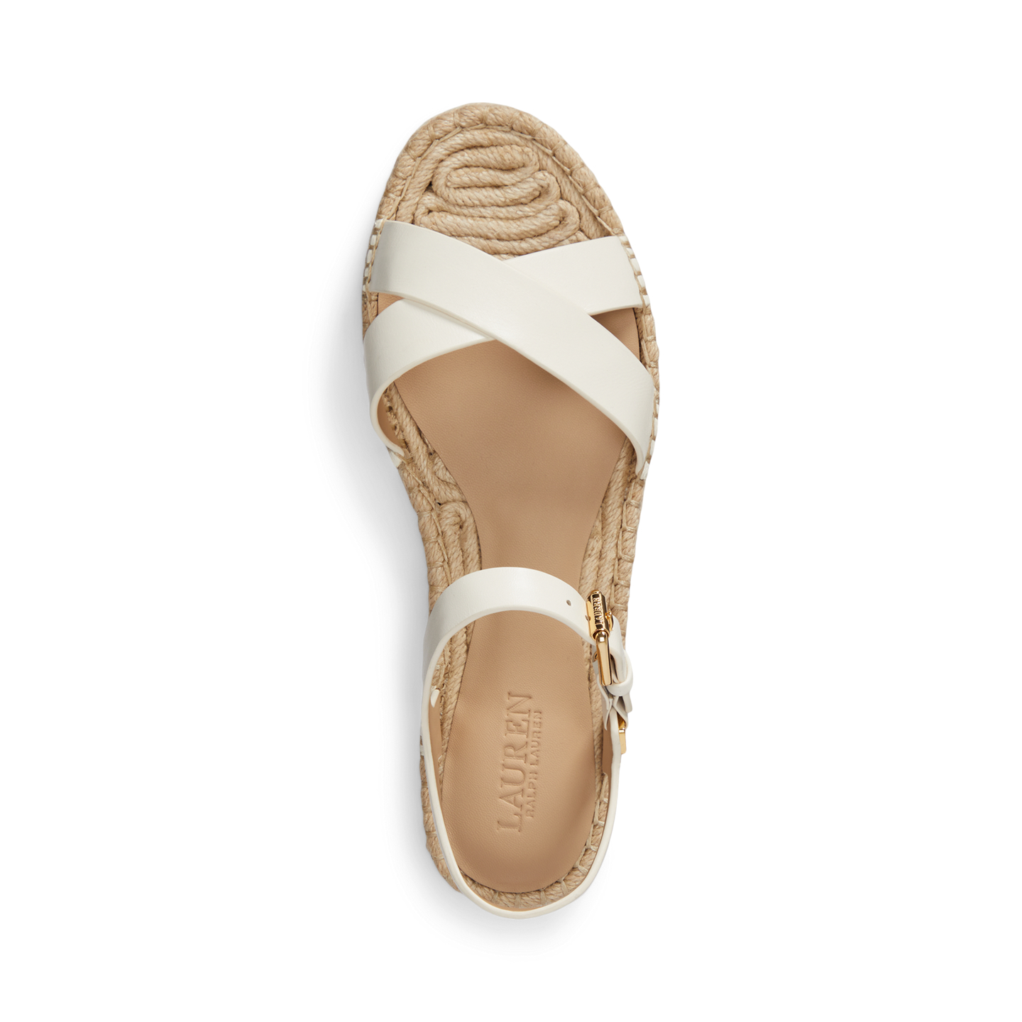 Женские сандалии Ralph Lauren Emeryn Leather Espadrille, цвет: Мягкий белый — фото 3
