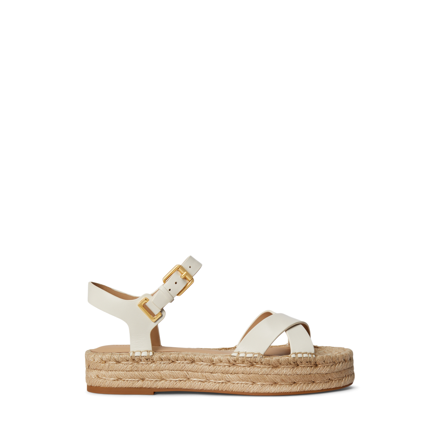 Женские сандалии Ralph Lauren Emeryn Leather Espadrille, цвет: Мягкий белый — фото 4