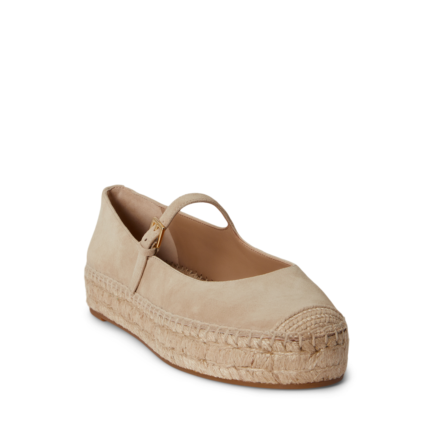 Женские сандалии Ralph Lauren Luize Suede Mary Jane Espadrille, цвет: Берёзовый рыжевато-коричневый — фото 1