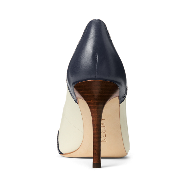 Vanilla/Refined Navy Lynden Perforated Nappa Leather Pump Lauren 3