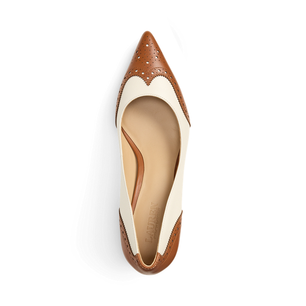 Soft White/Lauren Tan Adrienne Perforated Leather Pump Lauren 4