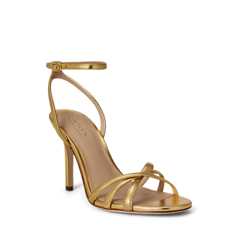 Женские сандалии Ralph Lauren Kendyl Metallic Nappa Leather Sandal, цвет: Золотой