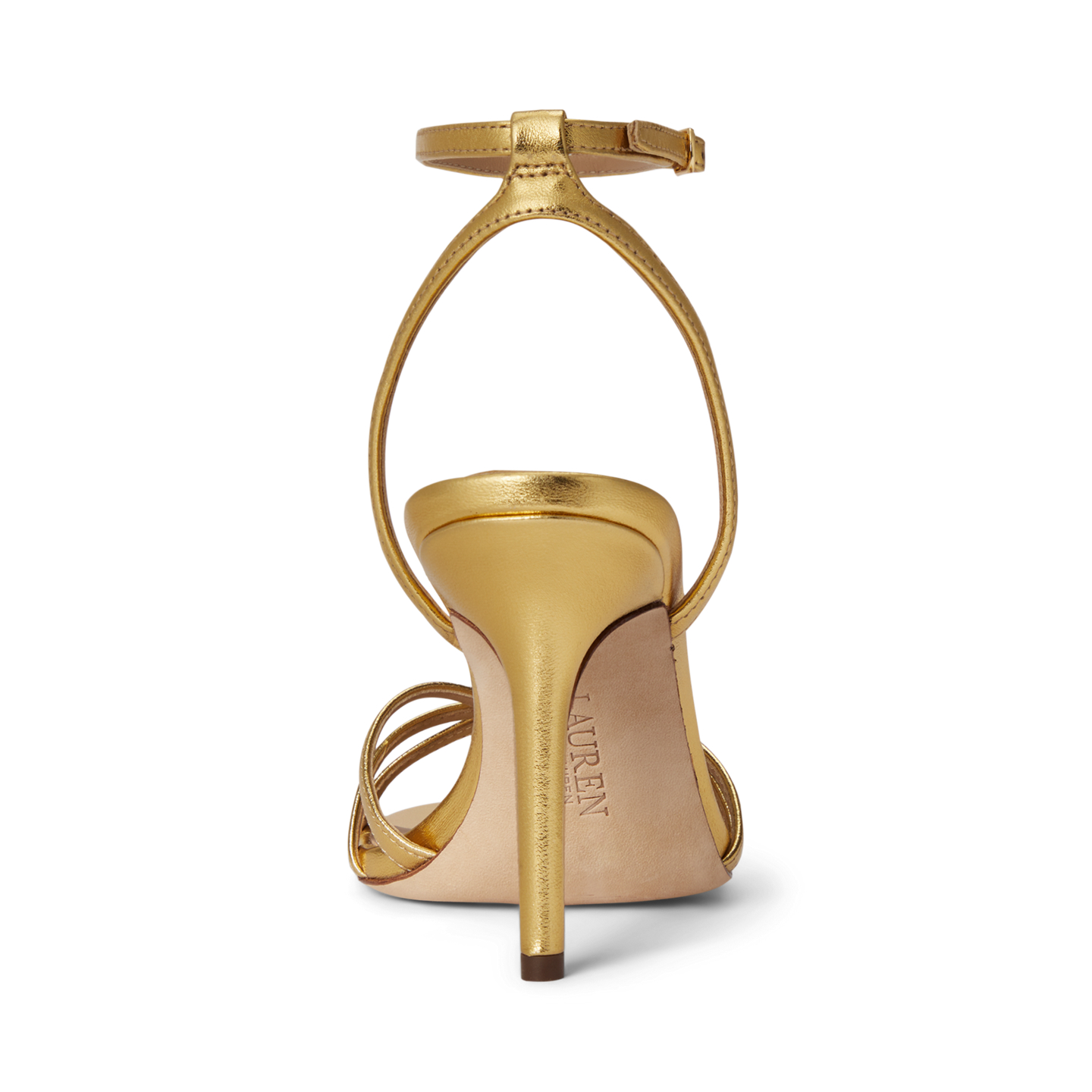 Женские сандалии Ralph Lauren Kendyl Metallic Nappa Leather Sandal, цвет: Золотой — фото 2