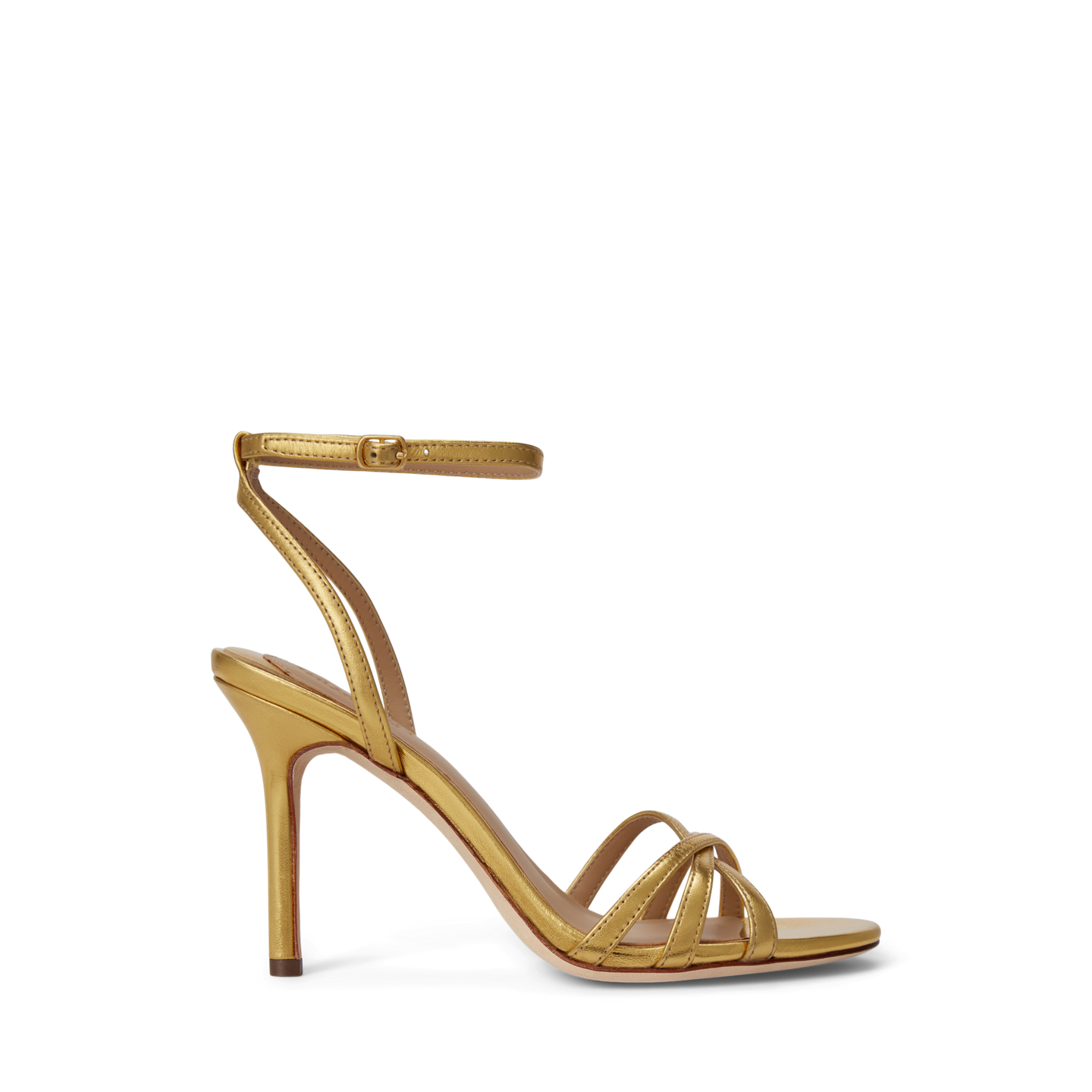 Женские сандалии Ralph Lauren Kendyl Metallic Nappa Leather Sandal, цвет: Золотой — фото 4