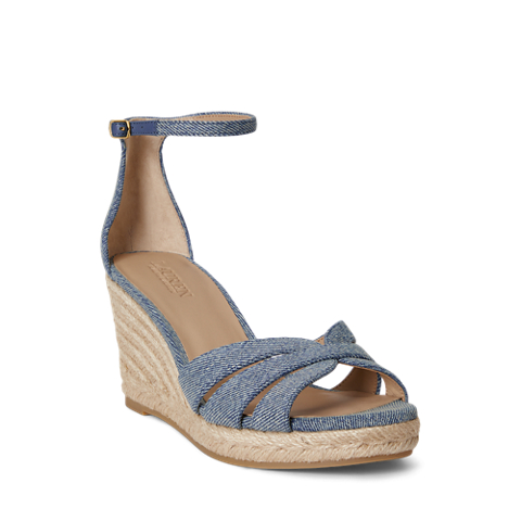 Женские сандалии Ralph Lauren Nellie Washed Denim Espadrille, цвет: Синий