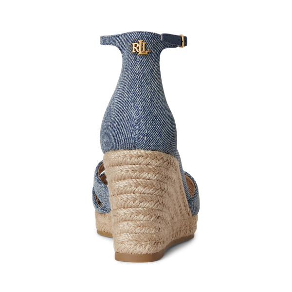 Espadrilles Nellie en denim lav&eacute; Lauren en Bleu 3
