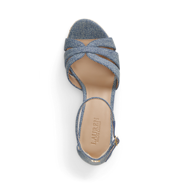 Espadrilles Nellie en denim lav&eacute; Lauren en Bleu 4