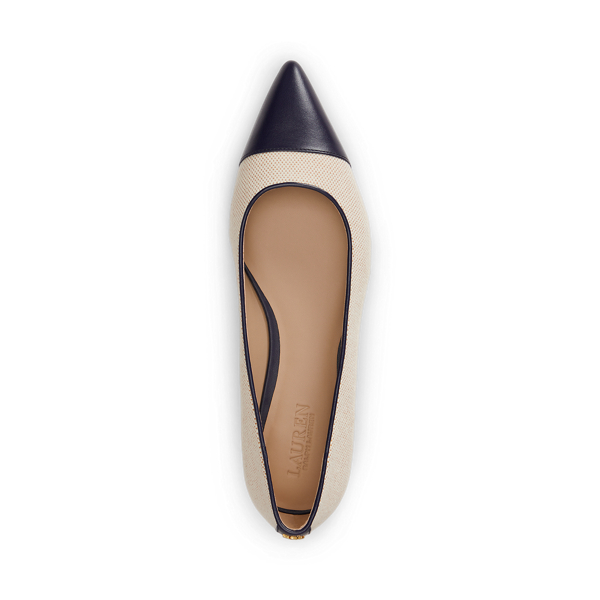 Natural/Buff/Navy Londyn Canvas & Leather Ballet Flat Lauren 4
