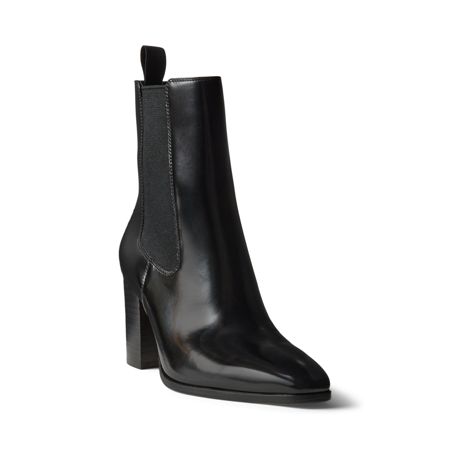 Женские ботинки Ralph Lauren Raelynn Glazed Leather Bootie, цвет: Чёрный — фото 1
