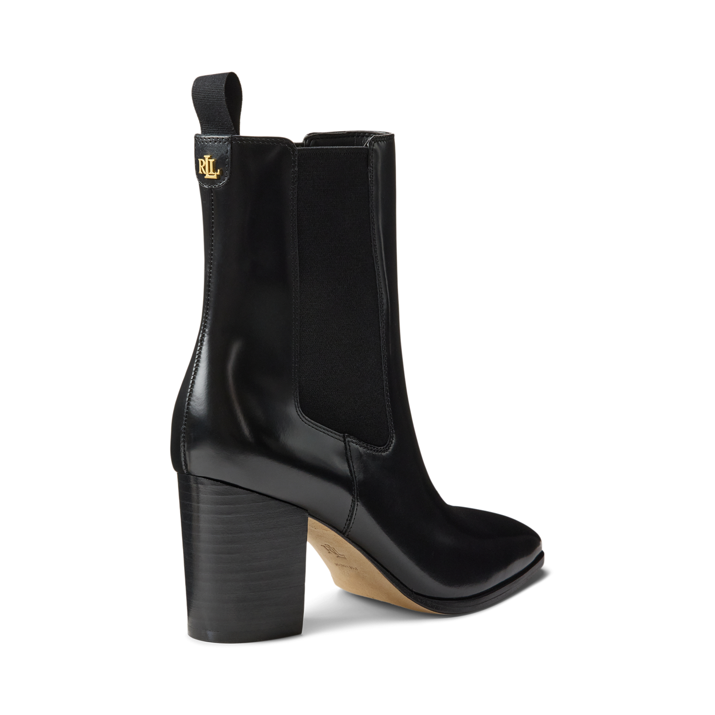 Женские ботинки Ralph Lauren Raelynn Glazed Leather Bootie, цвет: Чёрный — фото 2