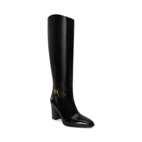 Женские ботинки Ralph Lauren Raelynn Glazed Leather Tall Boot Heel, цвет: Чёрный